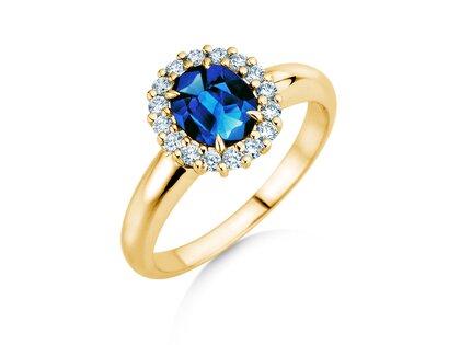 Verlobungsring Windsor Royal in 14K Gelbgold mit Saphir 1,20ct und Diamanten 0,28ct