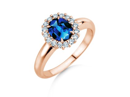 Verlobungsring Windsor Royal in 14K Roségold mit Saphir 1,20ct und Diamanten 0,28ct
