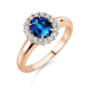 Verlobungsring Windsor Royal in 14K Roségold mit Saphir 1,20ct und Diamanten 0,28ct