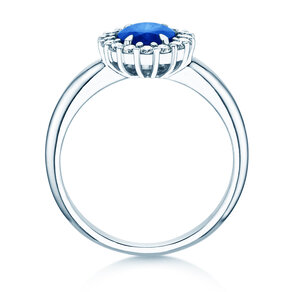 Verlobungsring Windsor Royal in 9K Weißgold mit Saphir 1,20ct und Diamanten 0,28ct