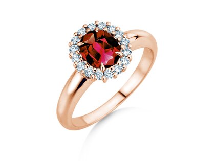 Verlobungsring Windsor Royal in 14K Roségold mit Rubin 1,20ct und Diamanten 0,28ct