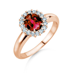 Verlobungsring Windsor Royal in 14K Roségold mit Rubin 1,20ct und Diamanten 0,28ct