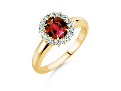 Verlobungsring Windsor Royal in 14K Gelbgold mit Rubin 1,20ct und Diamanten 0,28ct