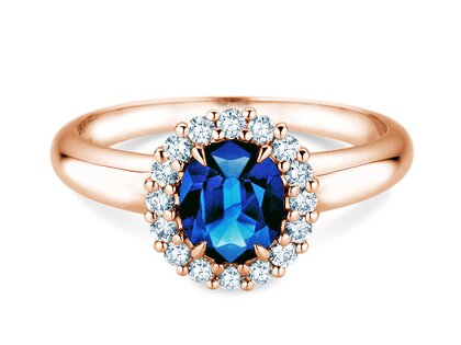 Verlobungsring Windsor Royal in 14K Roségold mit Saphir 1,20ct und Diamanten 0,28ct