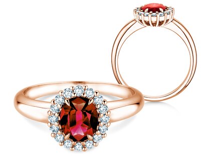 Verlobungsring Windsor Royal in 14K Roségold mit Rubin 1,20ct und Diamanten 0,28ct
