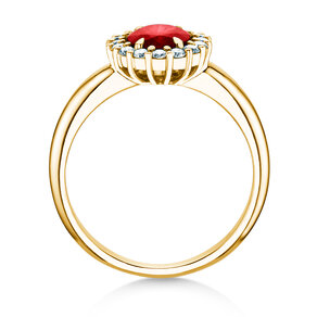 Verlobungsring Windsor Royal in 14K Gelbgold mit Rubin 1,20ct und Diamanten 0,28ct