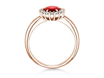 Verlobungsring Windsor Royal in 14K Roségold mit Rubin 1,20ct und Diamanten 0,28ct