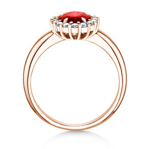 Verlobungsring Windsor Royal in 14K Roségold mit Rubin 1,20ct und Diamanten 0,28ct
