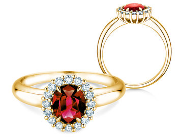 Verlobungsring Windsor Royal in 9K Weißgold mit Rubin 1,20ct und Diamanten 0,28ct
