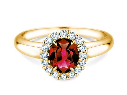 Verlobungsring Windsor Royal in 14K Gelbgold mit Rubin 1,20ct und Diamanten 0,28ct