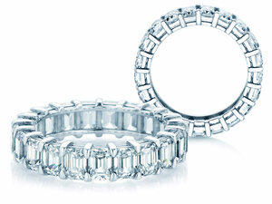 Verlobungsring Emerald Cut Eternity in Weißgold