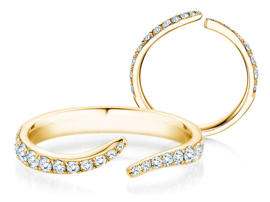 Verlobungsring Flow Pavé in 14K Gelbgold mit Diamanten 0,51ct G/SI
