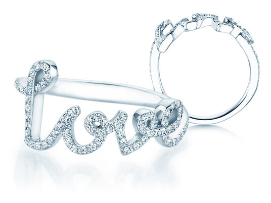 Ring Love Diamonds Pavé in 14K Weißgold mit Diamanten 0,37ct G/SI