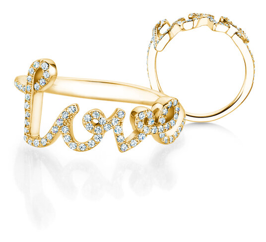 Ring Love Diamonds Pavé in 14K Gelbgold mit Diamanten 0,37ct G/SI