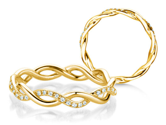 Verlobungsring Sparkling Curve in 14K Gelbgold mit Diamanten 0,14ct G/SI