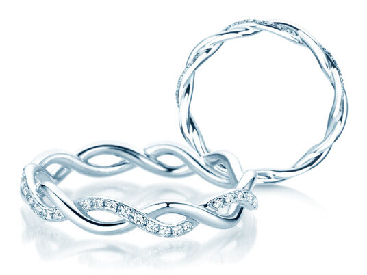 Verlobungsring Sparkling Curve in 14K Weißgold mit Diamanten 0,14ct G/SI