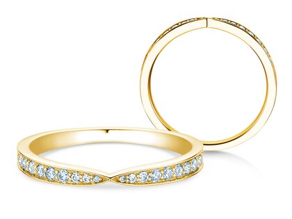 Verlobungsring V-Eternity in 14K Gelbgold mit Diamanten 0,22ct G/SI
