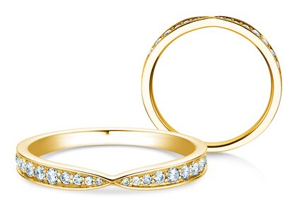 Verlobungsring V-Eternity in 14K Gelbgold mit Diamanten 0,30ct G/SI