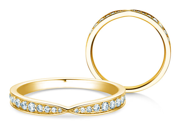 Verlobungsring V-Eternity in 14K Gelbgold mit Diamanten 0,30ct G/SI