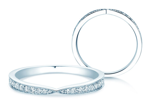 Verlobungsring V-Eternity in 14K Weißgold mit Diamanten 0,22ct G/SI