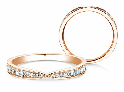 Verlobungsring V-Eternity in 18K Roségold mit Diamanten 0,30ct