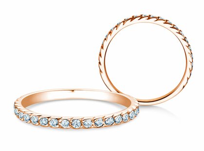 Verlobungsring Wave in 9K Roségold mit Diamanten 0,33ct G/SI