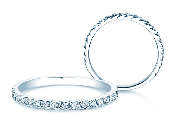 Verlobungsring Wave in 14K Weißgold mit Diamanten 0,33ct G/SI