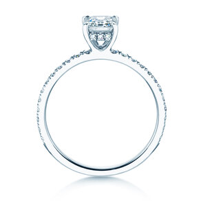 Verlobungsring Asscher Cut Pavé in 14K Weißgold mit Diamanten 0,37ct G/VS