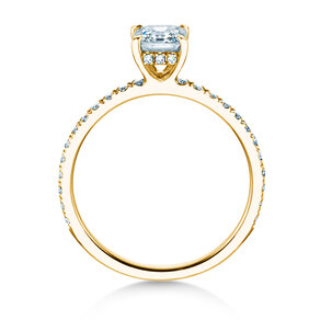 Verlobungsring Asscher Cut Pavé in 14K Gelbgold mit Diamanten 0,37ct G/VS