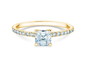 Verlobungsring Asscher Cut Pavé in 14K Gelbgold mit Diamanten 0,37ct G/VS