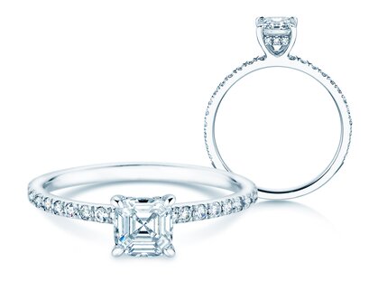Verlobungsring Asscher Cut Pavé