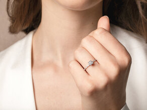 Verlobungsring Asscher Cut Pavé in 14K Weißgold mit Diamanten 0,37ct G/VS