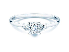 Verlobungsring Blossom Cushion in 9K Weißgold mit natürlichen Diamanten 0,29ct G/SI