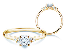 Verlobungsring Blossom Cushion in 9K Gelbgold mit natürlichen Diamanten 0,29ct G/SI