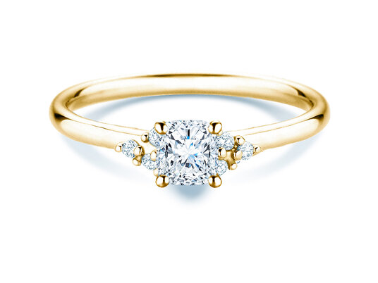 Verlobungsring Blossom Cushion in 9K Gelbgold mit natürlichen Diamanten 0,58ct