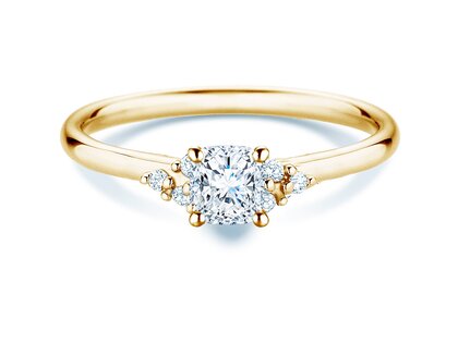 Verlobungsring Blossom Cushion in 9K Gelbgold mit natürlichen Diamanten 0,29ct G/SI