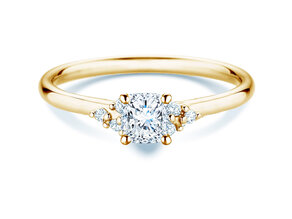 Verlobungsring Blossom Cushion in 9K Gelbgold mit natürlichen Diamanten 0,29ct G/SI