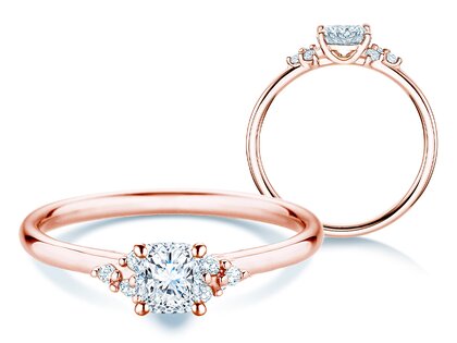 Verlobungsring Blossom Cushion in 9K Roségold mit natürlichen Diamanten 0,29ct G/SI