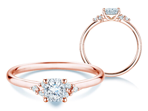 Verlobungsring Blossom Cushion in 9K Roségold mit natürlichen Diamanten 0,29ct G/SI
