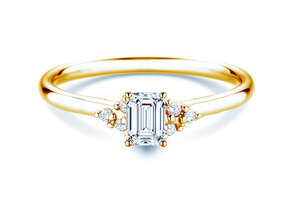 Verlobungsring Blossom Emerald in 14K Gelbgold mit natürlichen Diamanten 0,58ct G/VS