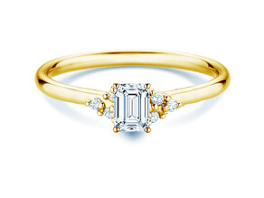 Verlobungsring Blossom Emerald in 14K Gelbgold mit natürlichen Diamanten 0,22ct G/VS