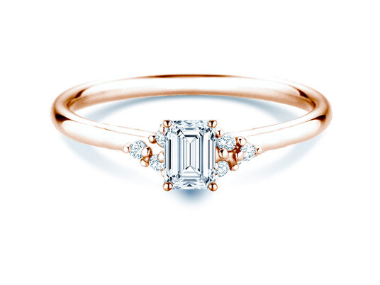 Verlobungsring Blossom Emerald in 9K Roségold mit natürlichen Diamanten 0,58ct