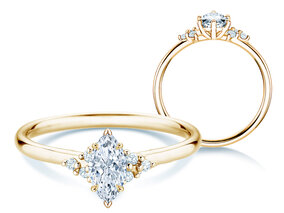 Verlobungsring Blossom Marquise in 9K Gelbgold mit natürlichen Diamanten 0,29ct G/SI