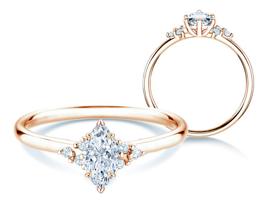 Verlobungsring Blossom Marquise in 9K Roségold mit natürlichen Diamanten 0,58ct G/SI