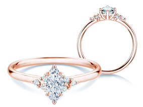 Verlobungsring Blossom Marquise in 9K Roségold mit natürlichen Diamanten 0,29ct G/SI