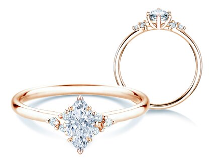 Verlobungsring Blossom Marquise in 9K Roségold mit Labordiamanten 0,58ct E/VS