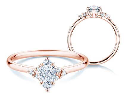 Verlobungsring Blossom Marquise in 9K Roségold mit natürlichen Diamanten 0,29ct G/SI