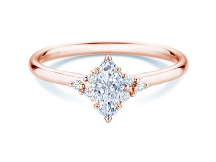Verlobungsring Blossom Marquise in 9K Roségold mit natürlichen Diamanten 0,29ct G/SI