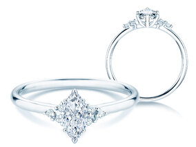Verlobungsring Blossom Marquise in 9K Weißgold mit natürlichen Diamanten 0,29ct G/SI