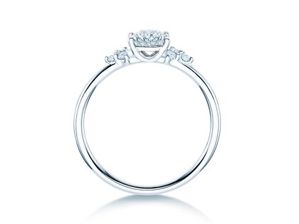 Verlobungsring Blossom Oval in 9K Weißgold mit natürlichen Diamanten 0,29ct G/SI